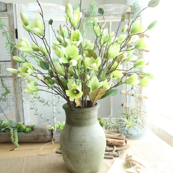 

decorative flowers & wreaths 1 bunch of nine-headed magnolia artificial flower arrangement home wedding celebration living room back garden