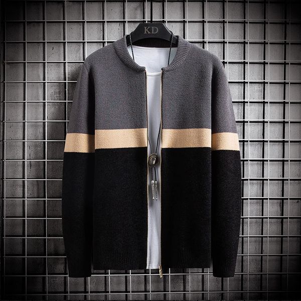 

sweater knit men's autumn and winter ted cardigan youth slim coat, White;black