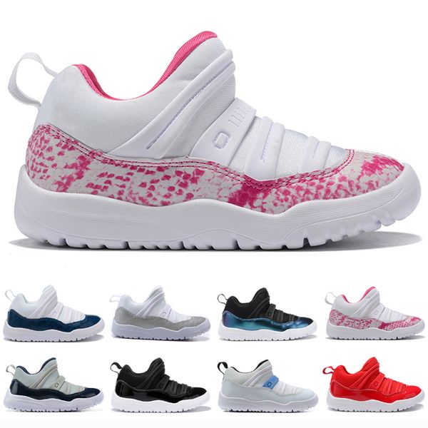 

2022 infant 11s og low le light bone snakeskin kids basketball shoes gym red 72-10 toddler boys girls athletic sneakers children trainers si, Black