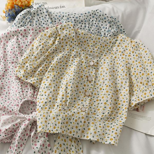 

women's blouses & shirts women fashion outdoor casual short sleeves puff blouse ladies ol sweet girls student elegant daily basic, White