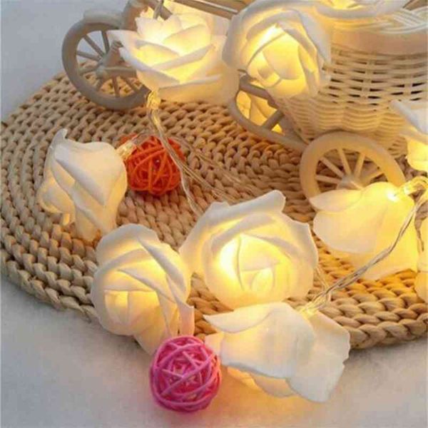 

led christmas valentine decoration pe simulation rose lantern battery lamp string