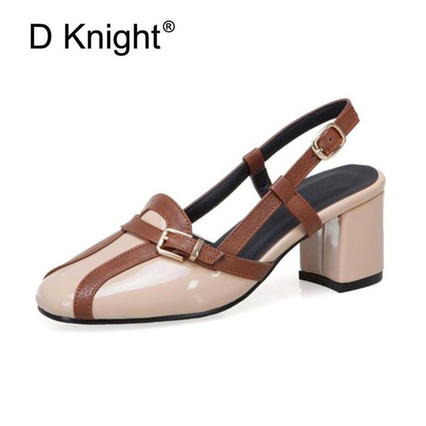 

dress shoes big size 31-52 gladiator high heels women sandals british color block heel pumps summer patent leather buckle strap ladies, Black
