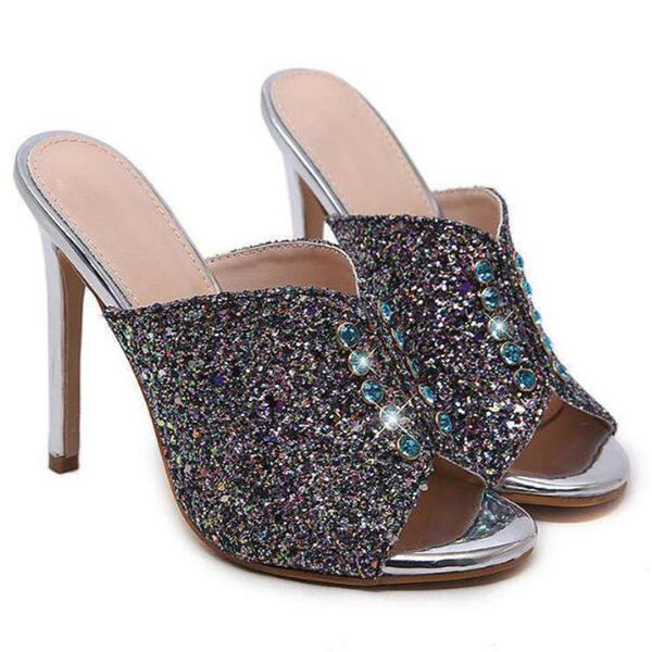 

sandals shoes woman 2021 ly arrived women's fashion fish mouth high heels open-toe stiletto ladies slippers 20#j6, Black