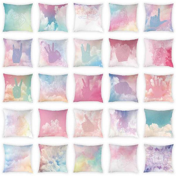 

cushion/decorative pillow cute girly style colorful clouds pattern cushion cover gesture peach skin print home decor throw 45*45cm