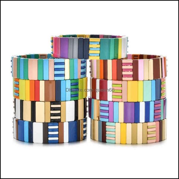 

bracelets jewelryhandmade friendship boho stackable enamel rainbow charm tile bracelet women fashion bangles dropship jewelry drop delivery, Golden;silver