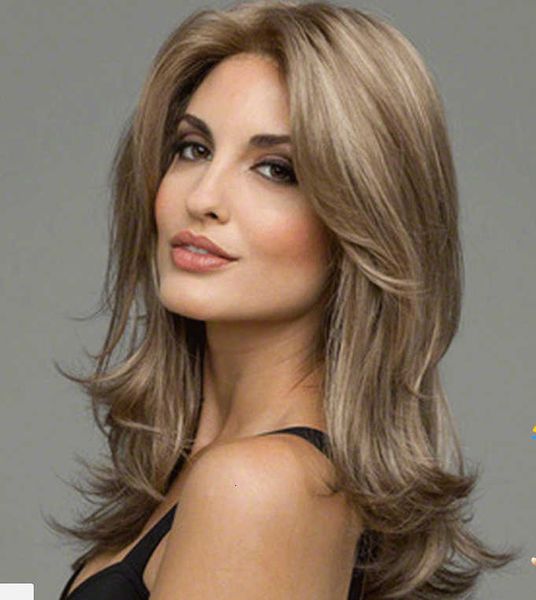 

chemical wig women's fashion middle long curly hair chemical fiber headgear, Black