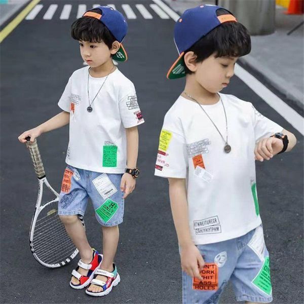 

teens children clothing 2021 summer toddler boys clothes casual shorts suit 2pcs outfit kids tracksuit for set te sets, White