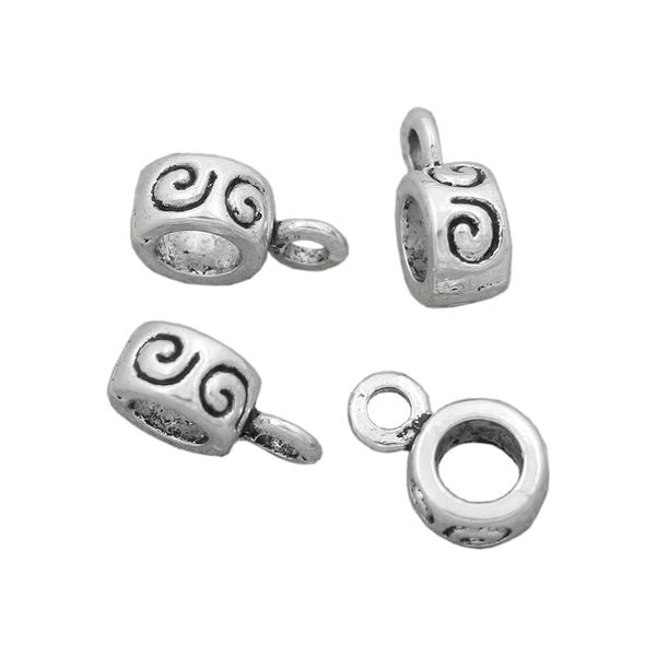

alloy swirl connectors bails beads 12.4x4.5mm antique silver fit charm european bracelet l697 300pcs/lot, Black