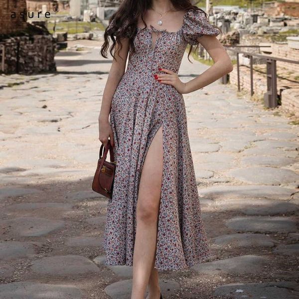 

traf summer cottagecore dress women clothing ladies floral light boho dress with flowers female sukienka ies 21026 210712, Black;gray