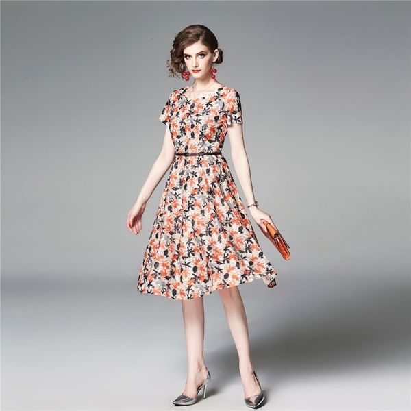 

dress summer for women fashion lace print midi elegant office short the casual neck dressed in party dresses kjmo, Black;gray