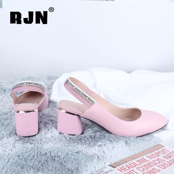 

dress shoes rjn solid women's pumps sheepskin comfortable square heel shallow office handmade elastic band c648, Black
