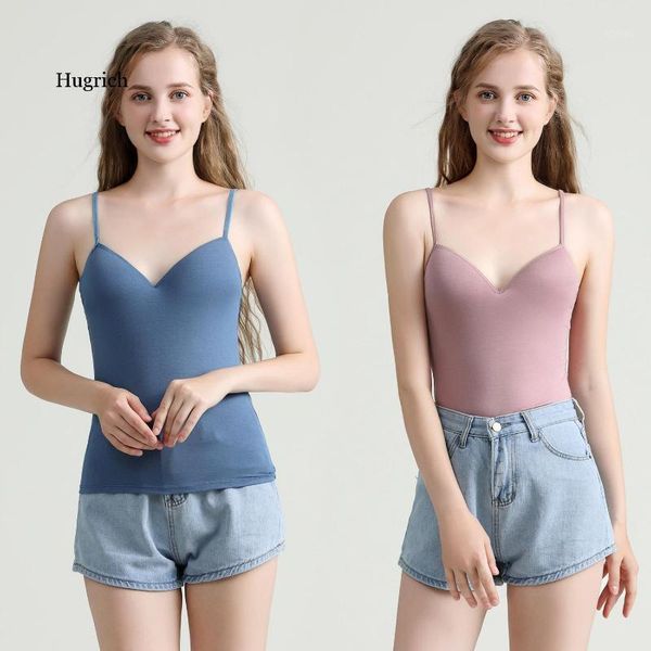 

women camisole korean style pure color simple with chest pad v-neck comfortable modal slim breathable soft slings camisoles & tanks, Black;white