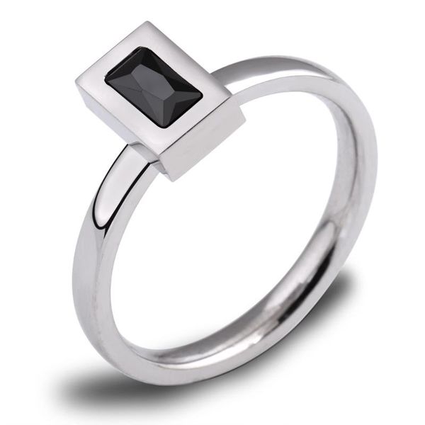 

wedding rings fashion black square crystal brand jewelry accessories ring wholesale unique stainless steel for women r1217, Slivery;golden