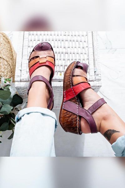 

sandals genuine leather madisen purple thick bottom comfort, Black