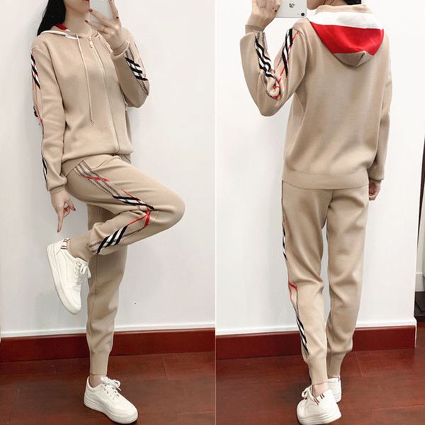 

women's tracksuits camiseta feminina de duas peças primavera outono 2wv8, Gray