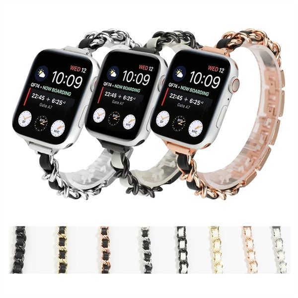 Cinturino per catena Apple Watch 6 SE 5 4 40mm 44mm Cinturini per orologi Cinturino sottile in acciaio inossidabile per Iwatch 3 Band 38mm 42mm Donna