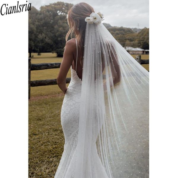 

bridal veils one layer pearls wedding with comb soft tulle long wholesale price accessories for bride, Black