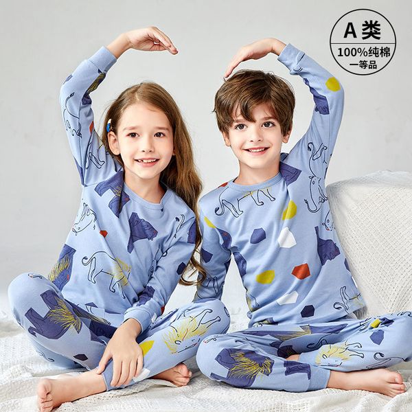 

2021 Children Boys Dinosaur Pajamas Sets Toddler Girls Pyjamas Kids Clothes Long Sleeve Sleepwear Child Baby Rex Cotton Pijamas