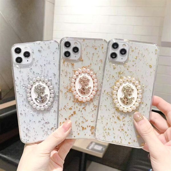 

luxury 3d bling glitter sequins phone case for iphone 11promax se xs max xr x 7 8 plus goddess avatar pearl transparent soft cover