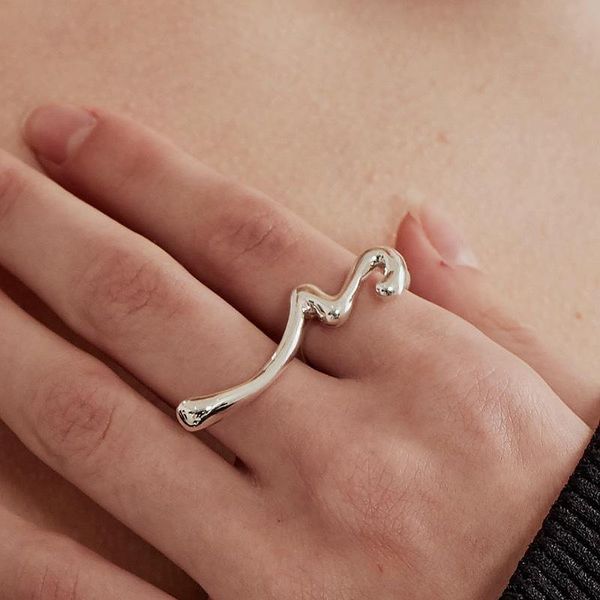 

cluster rings shanice 100% 925% sterling silver open ring exaggerated minimalist fashion adjustable for women men jewelry, Golden;silver
