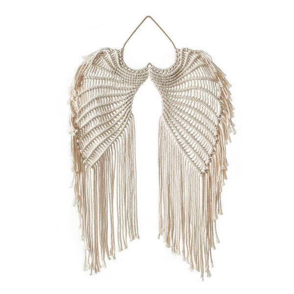 

tapestries angel wing cotton hand-woven tapestry macaron wall hanging tassel ornament bedrooms children's room decoration