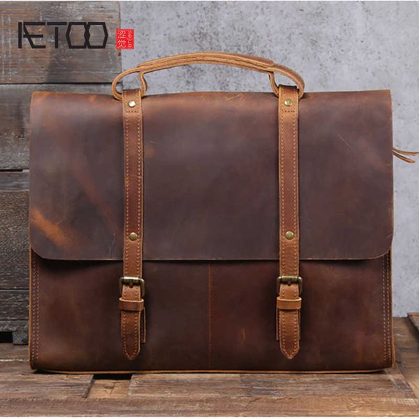 

designer luxury bag design hbp aetoo vintage british head briefcase, minimalist mad horse lapt women's leather handbag