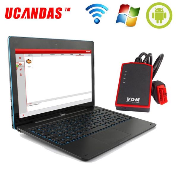 

code readers & scan tools ucandas vdm wifi obd2 automotive scanner full system auto car diagnostic tool multi-language with 11inch windows t