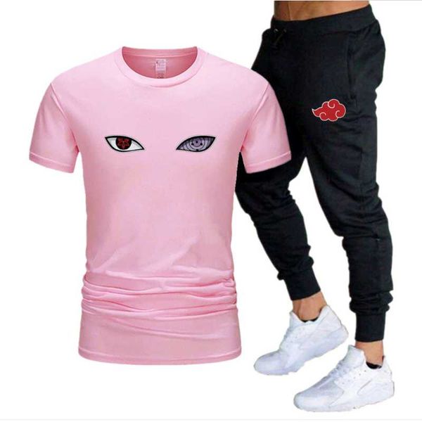 

men's tracksuits 2021 sport t-shirt trousers cotton jogging suit summer style, Gray