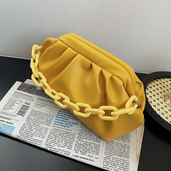 

evening bags pu designer leather folds design simple shoulder crossbody bag for women 2021 summer chain handbags and purses travel clutch
