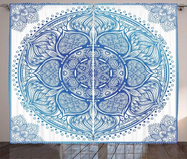

curtain & drapes gypsy pattern curtains ornamental mandala motif in bohemian style ombre effect ethnic living room bedroom window violet