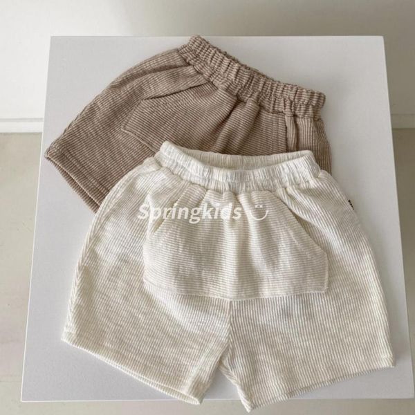 

summer cute girls boys shorts cotton linen baby's ribbed fashion children short pants, Black