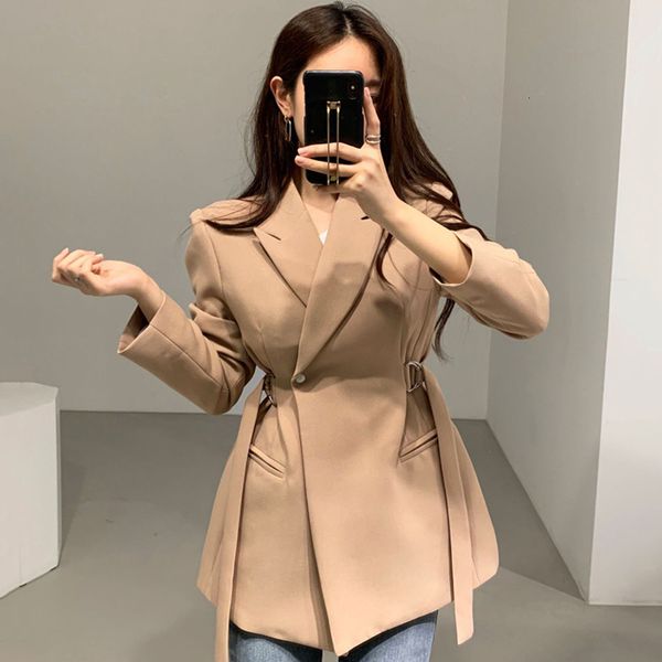 

women's jackets temperament lapel slim slimming side buckle lace design sense long-sleeved suit jacket women tma1, Black;brown