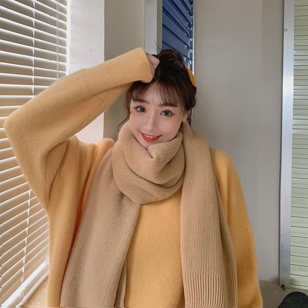 

scarves imitation cashmere women solid scarf winter warm long wrap casual comfortable soft wild kintted female thick shawl, Blue;gray