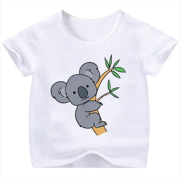 

childrens clothing cute koala animal pattern print t shirts for girls white pink shirt boys short sleeve tee, Blue
