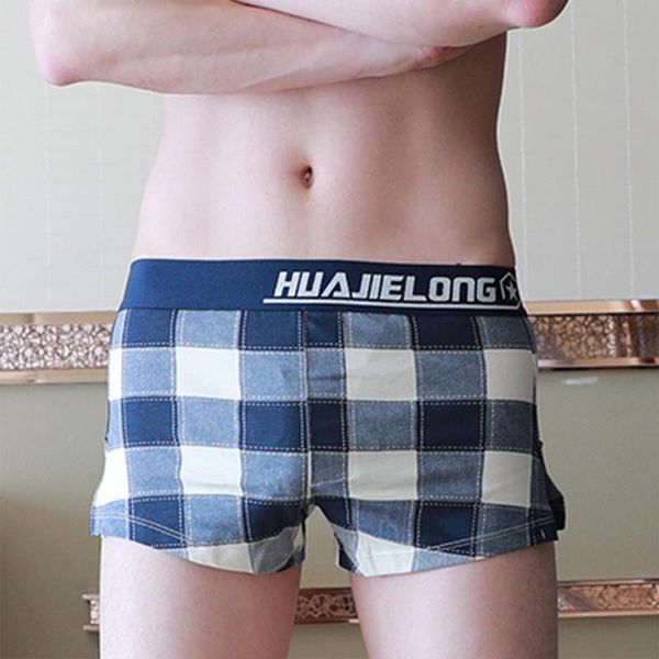 

underpants fashion men's arrow pants boxer shorts classic plaid male panties loose breathable homewear, Black;white
