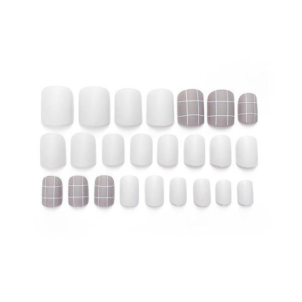

false nails fake nail stickers matte short gray detachable pieces suitable for professional salon use or diy personal tools, Red;gold