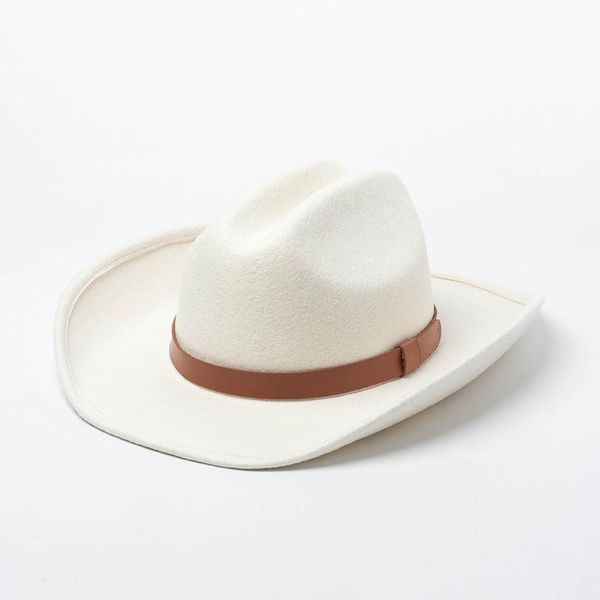 

wide brim hats autumn winter white wooled fleece fedoras west cowboy for men women wool felt jazz stage performance, Blue;gray