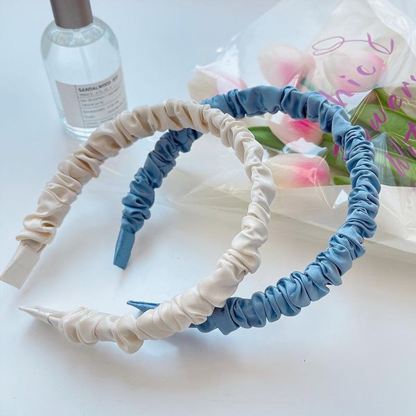 

hair accessories japan and south korea folds satin girls bands female temperament simple fashion fairy broken headband hairpin headwear, Slivery;white