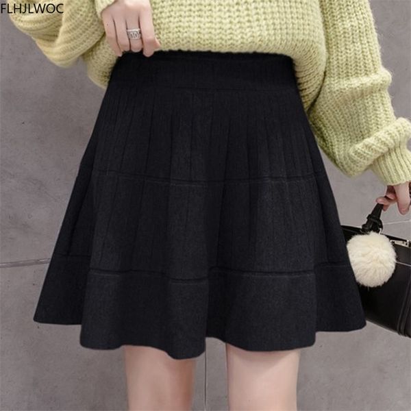 

skirts spring winter design women fashion preppy style girls solid color high waist cute mini o2644 0rwb, Black