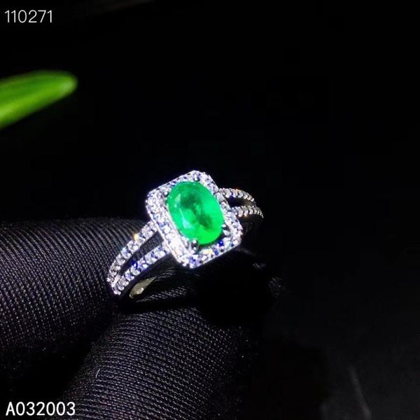

cluster rings kjjeaxcmy fine jewelry 925 sterling silver inlaid natural emerald female ring classic support detection, Golden;silver