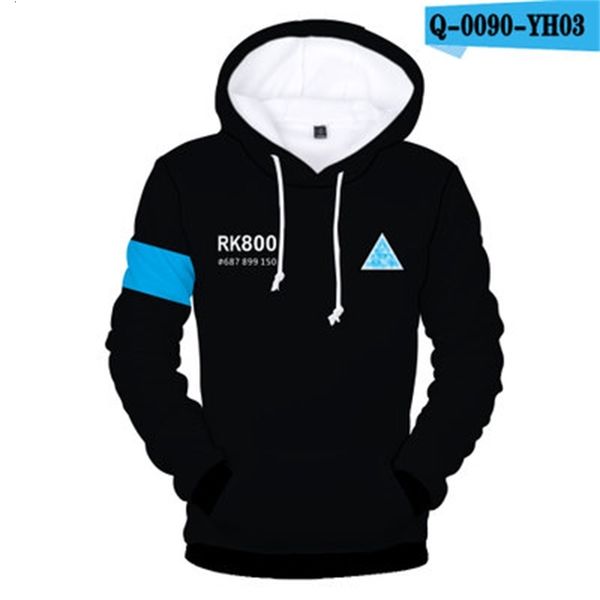 

men's hoodies & sweatshirts fashion male detroit become human 3d men/women harajuku spring winter boys/girls print funny design hi, Black