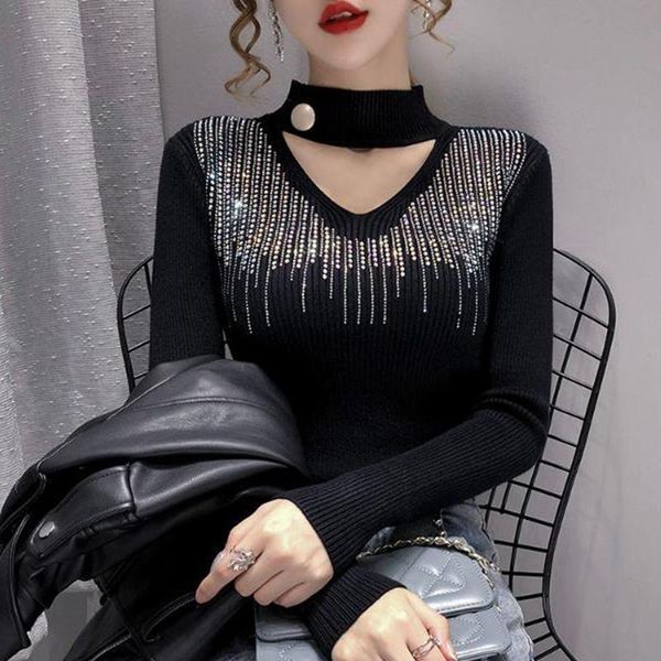 

women's sweaters women 2021 autumn winter thick warm sweater pullovers female high-neck loose long sleeve knit jumpers bottoming b313, White;black