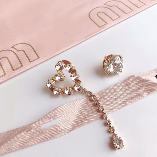

tassel love round diamond asymmetric earrings face thin wind gift signature deals, Golden