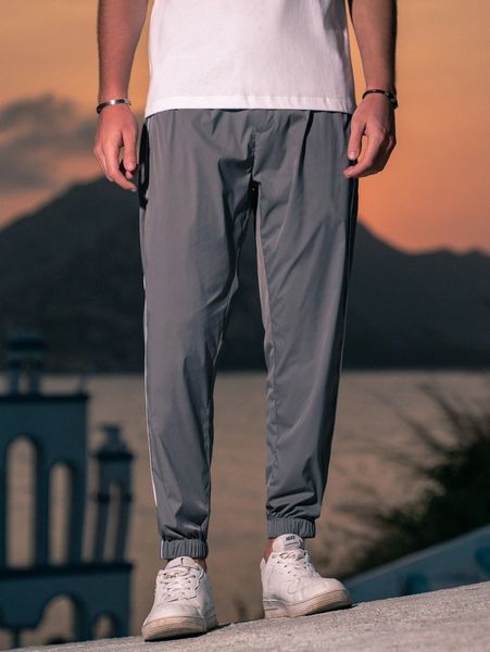 

men solid slant pocket joggers s7ms#, Black