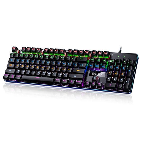 

keyboards 6 colors backlight true mechanical keyboard 104 keys wired gaming black blue axis for lappc gamer