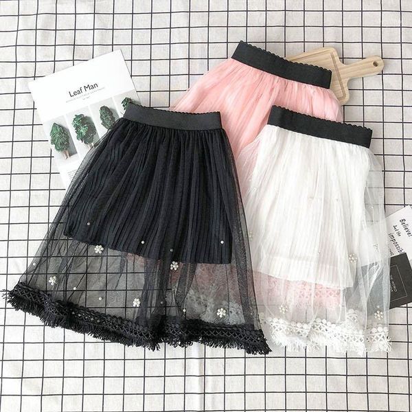 

skirts 2021 summer teenage girls chiffon mesh flowers tutu princess kids girl tulle skirt baby clothes t931, Blue