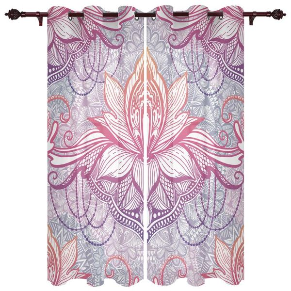 

luxury modern window curtains mandala lotus gradient bedroom living room dining decoration translucent beautiful curtain & drapes