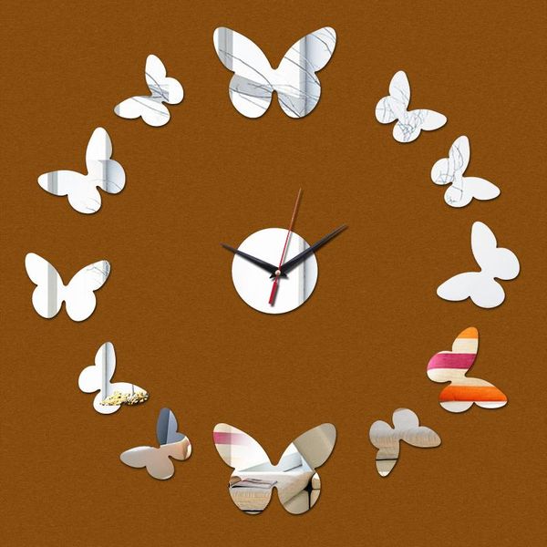 

wall clocks real quartz acrylic the butterfly clock mirror 3d home decor crystal diy modern abstract