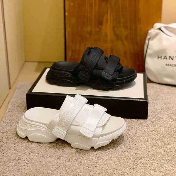 

slippers sandals slippers sandals summer 2021 new d family women's fashion net red muffin thick bottom wearzly, Black