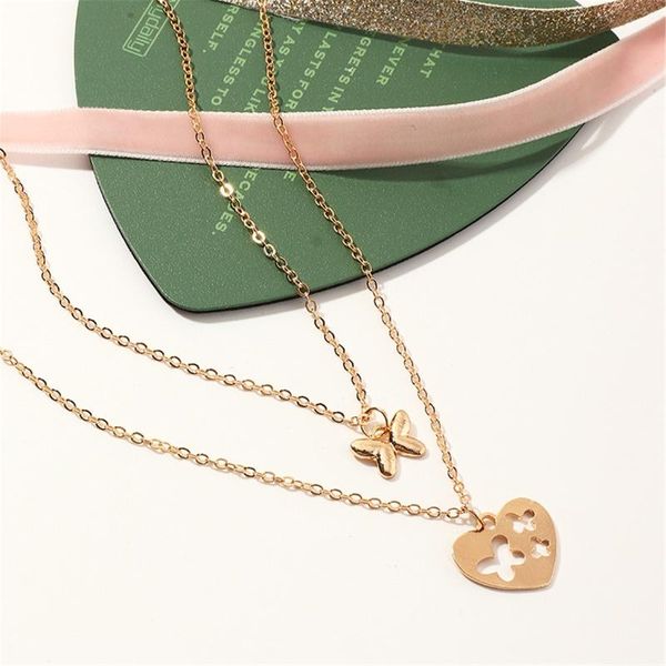 

pendant necklaces long love tassel adjustable multilayer chain necklace female butterfly clavicle accessories, Silver